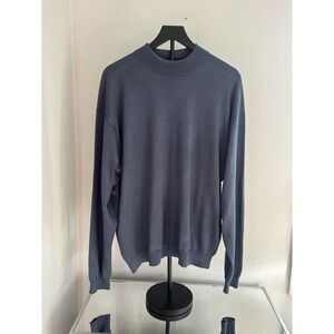 Pronto Uomo Men's Silk Cotton Navy Long Sleeve Crew Neck Pullover Sweater XL